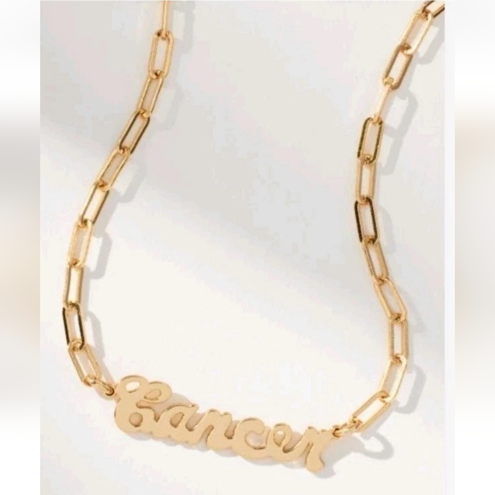 Anthropologie Gold Plated Zodiac Necklace Cancer Sign New